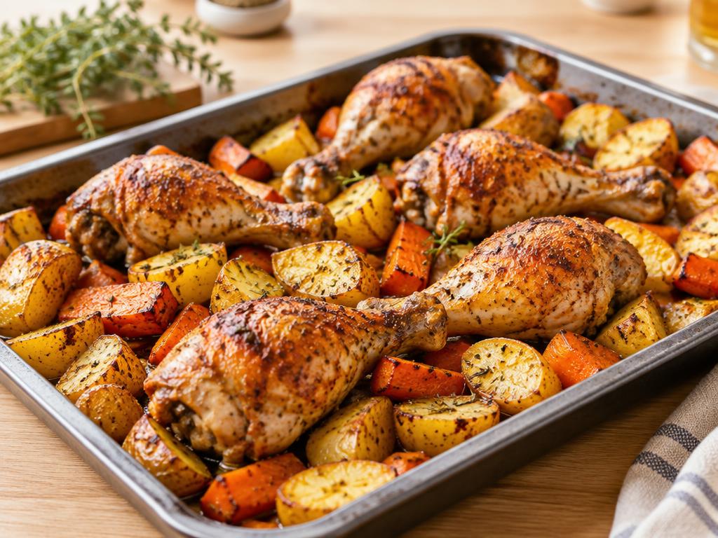 Hähnchenkeulen mit Ofenkartoffeln