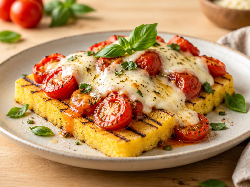 Gegrillte Polenta mit Tomaten und Käse