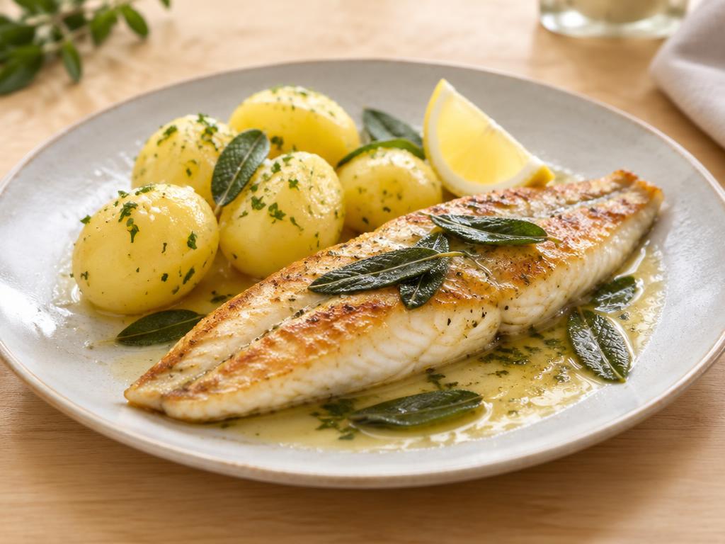 Seezunge in Salbeibutter mit Salzkartoffeln